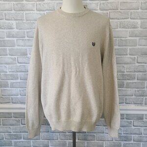 Chaps Light Beige Cotton Knit Crew Neck Long Sleeve Pullover Sweater Men XXL NEW